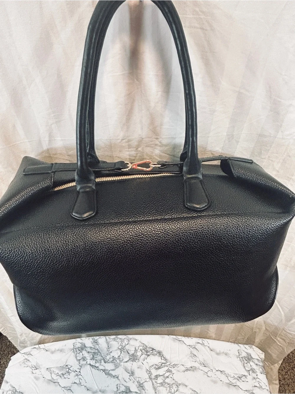 a new day Black Pebbled Tote Satchel Handbag